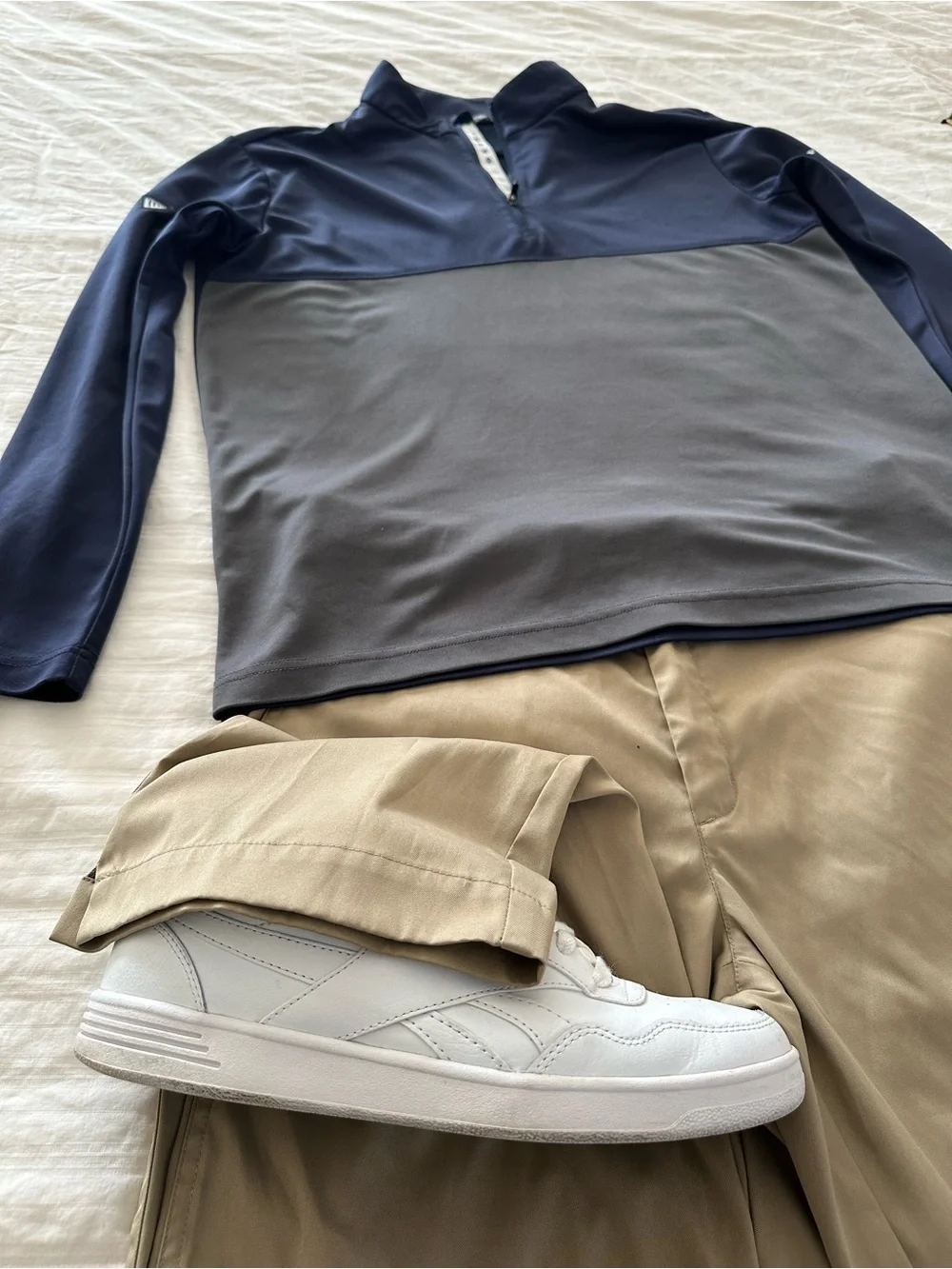 Men's Levelwear Two-Tone Navy and Gray Zip-Up Sweater